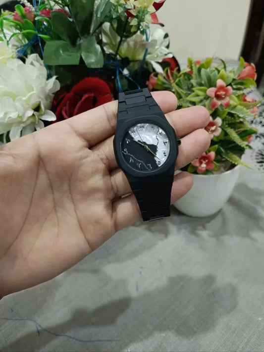 Arabic Aura Watch marble Design Black and White Aura watch
