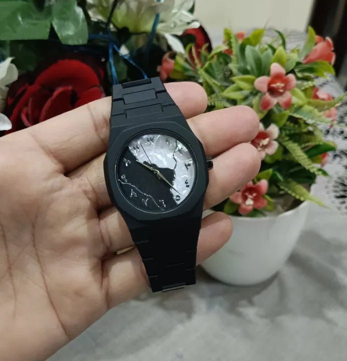 Arabic Aura Watch marble Design Black and White Aura watch