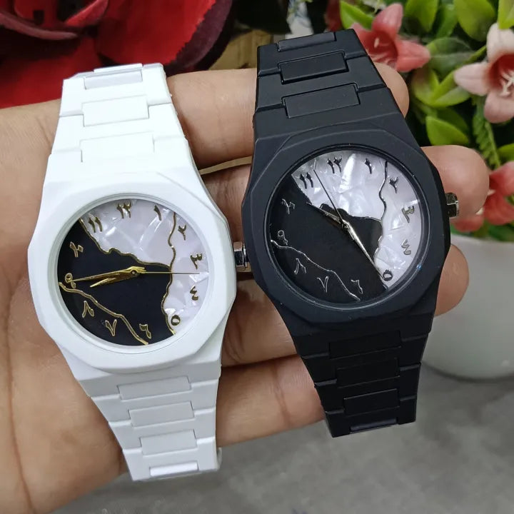 Arabic Aura Watch marble Design Black and White Aura watch