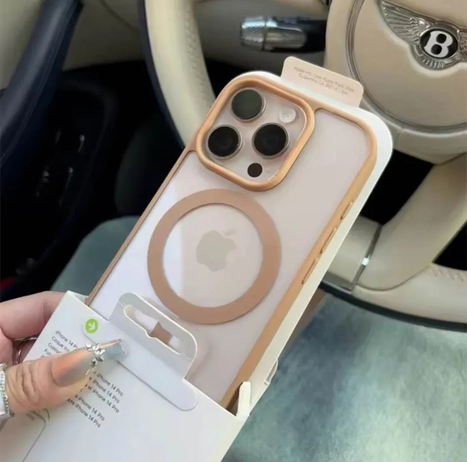 iPhone 15, 14, 13, 12, 11 Pro Max, Magnetic MagSafe Transparent Case with Colorful Border for Wireless Charging
