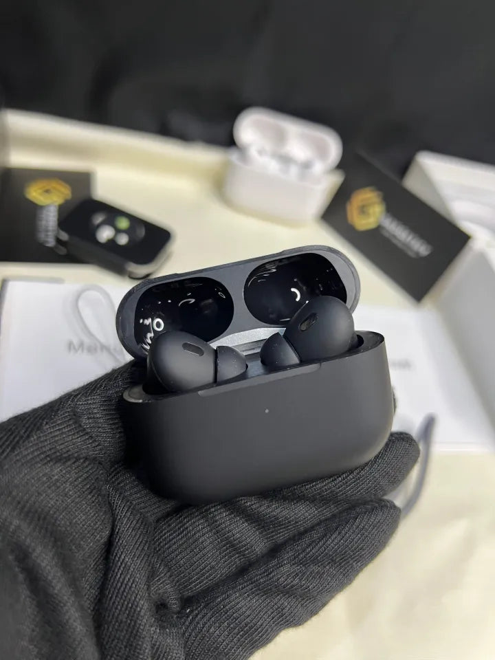 Pro 2 black Airpods Sound & High Quality Touch Sensors True Stereo Headphones with Built in Mic 10m Transmission Bluetooth Wireless Earbuds , Sport Headset for all Bluetooth Smart devices