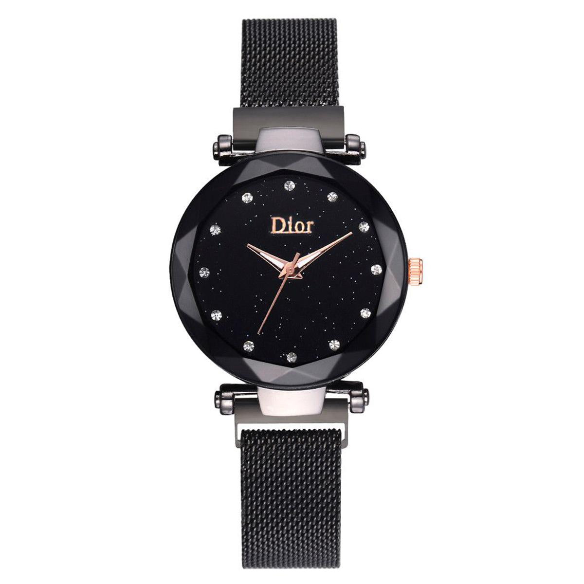 Women Mesh Magnet Buckle Starry Sky Luxury Fashion Analog Watches for Girls