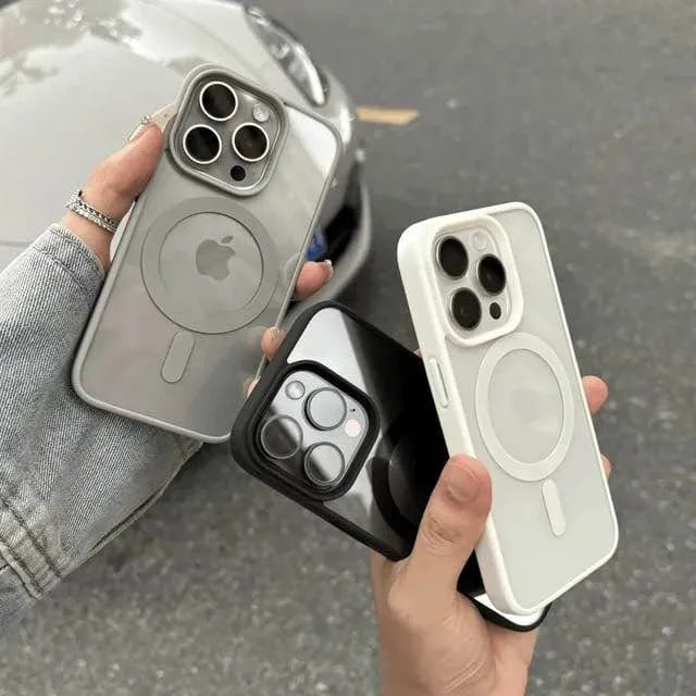 iPhone 15, 14, 13, 12, 11 Pro Max, Magnetic MagSafe Transparent Case with Colorful Border for Wireless Charging
