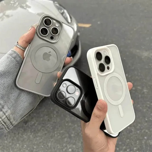 iPhone 15, 14, 13, 12, 11 Pro Max, Magnetic MagSafe Transparent Case with Colorful Border for Wireless Charging