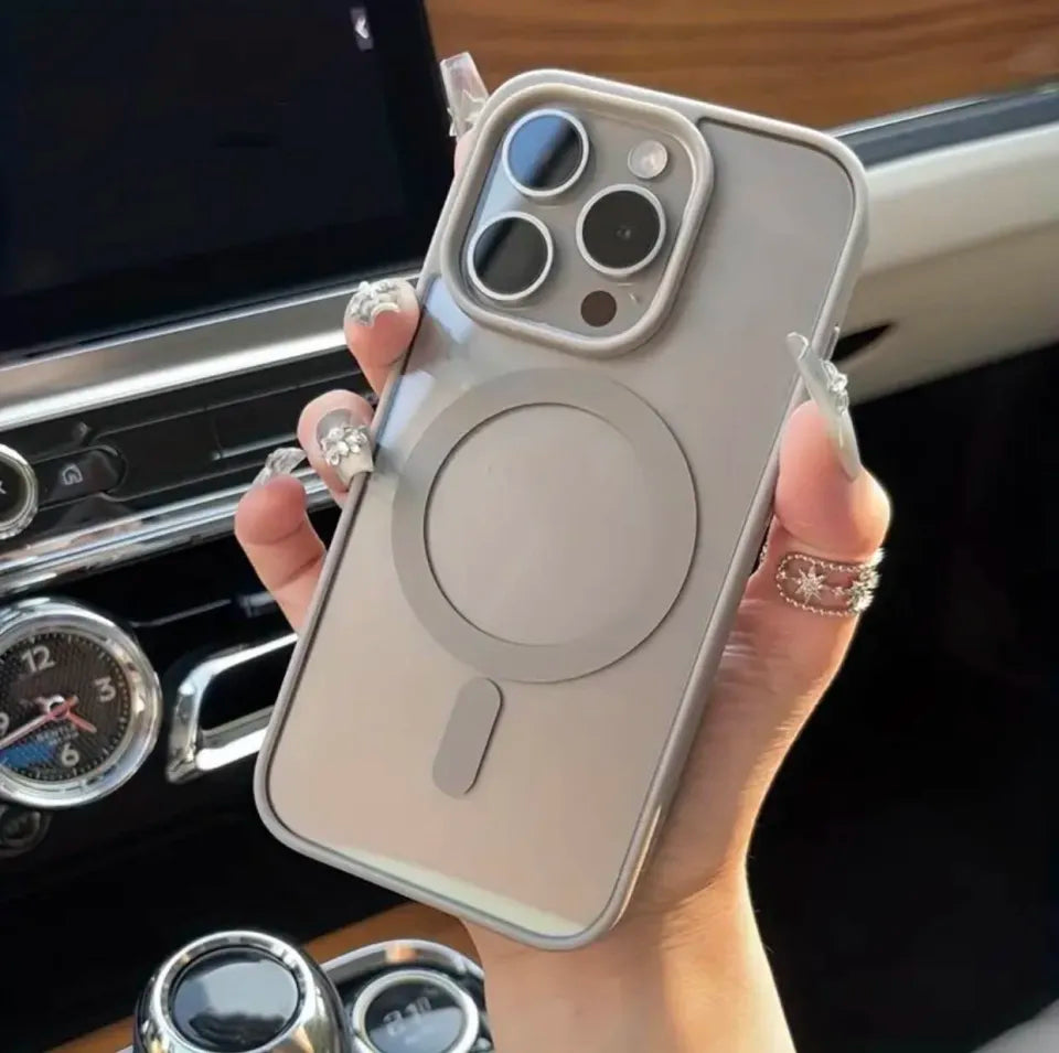iPhone 15, 14, 13, 12, 11 Pro Max, Magnetic MagSafe Transparent Case with Colorful Border for Wireless Charging